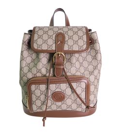 Backpack, Leather/Canvas, Brown/GG Print, DB, 674147, 3*